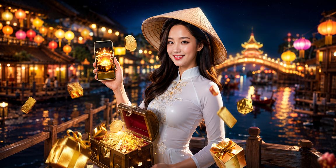 Phụ nữ Hà Nội đội nón lá sử dụng điện thoại truy cập casino di động